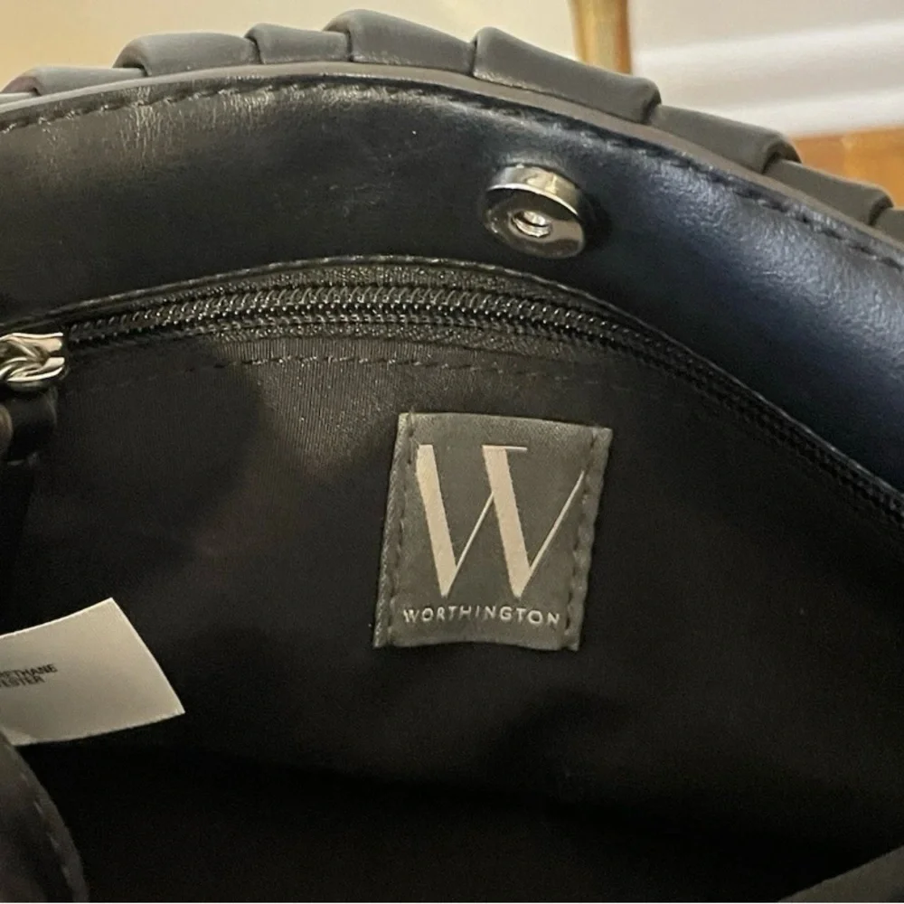 Worthington Cassie Black Small Crossbody Bag WithA Sleek Ruched Style. New W/Tag